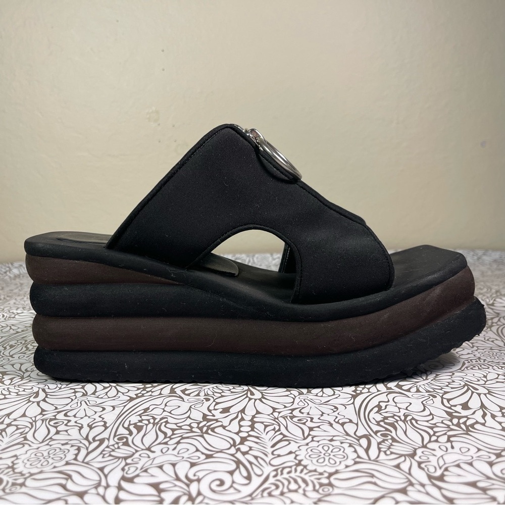 Stella McCartney Brown & Black Scuba Platform Slides Designer Sandals